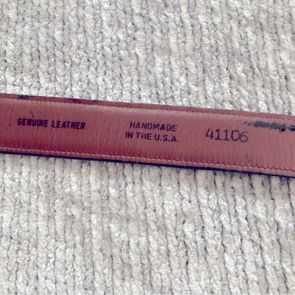 Vintage Crook‎ Horn Bella Croc Brown Leather Belt Size 34 Handmade USA 90s Y2K